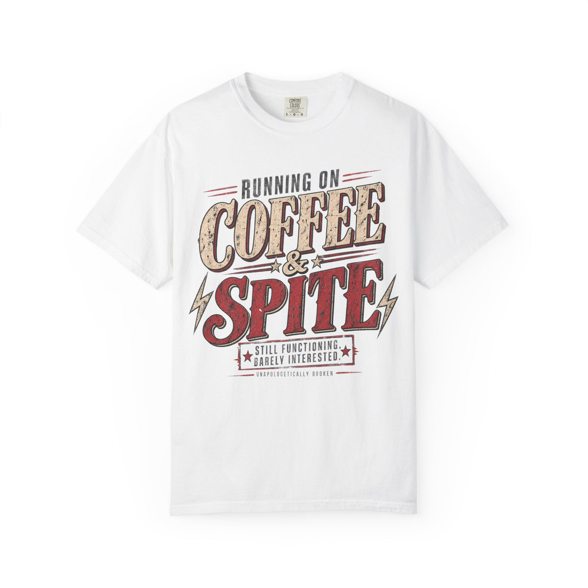 Coffee & Spite T-Shirt — "Running on Coffee & Spite" Retro Graphic Tee