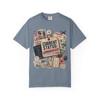 Travel Sticker Collage T-Shirt — "Current Status: Somewhere Else" Graphic Tee