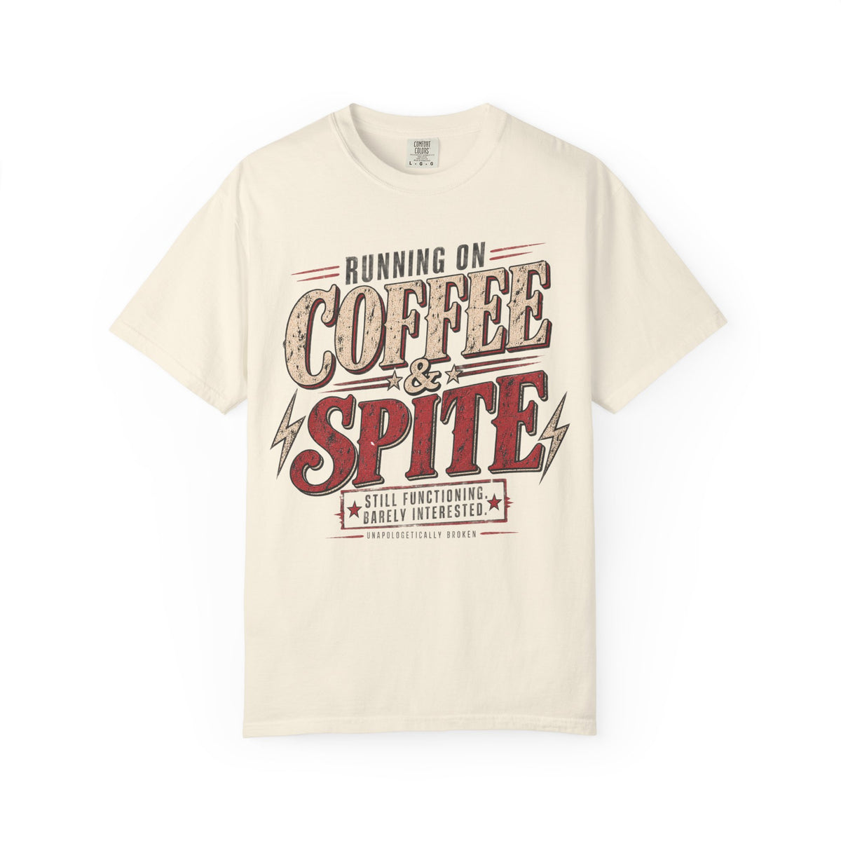 Coffee & Spite T-Shirt — "Running on Coffee & Spite" Retro Graphic Tee
