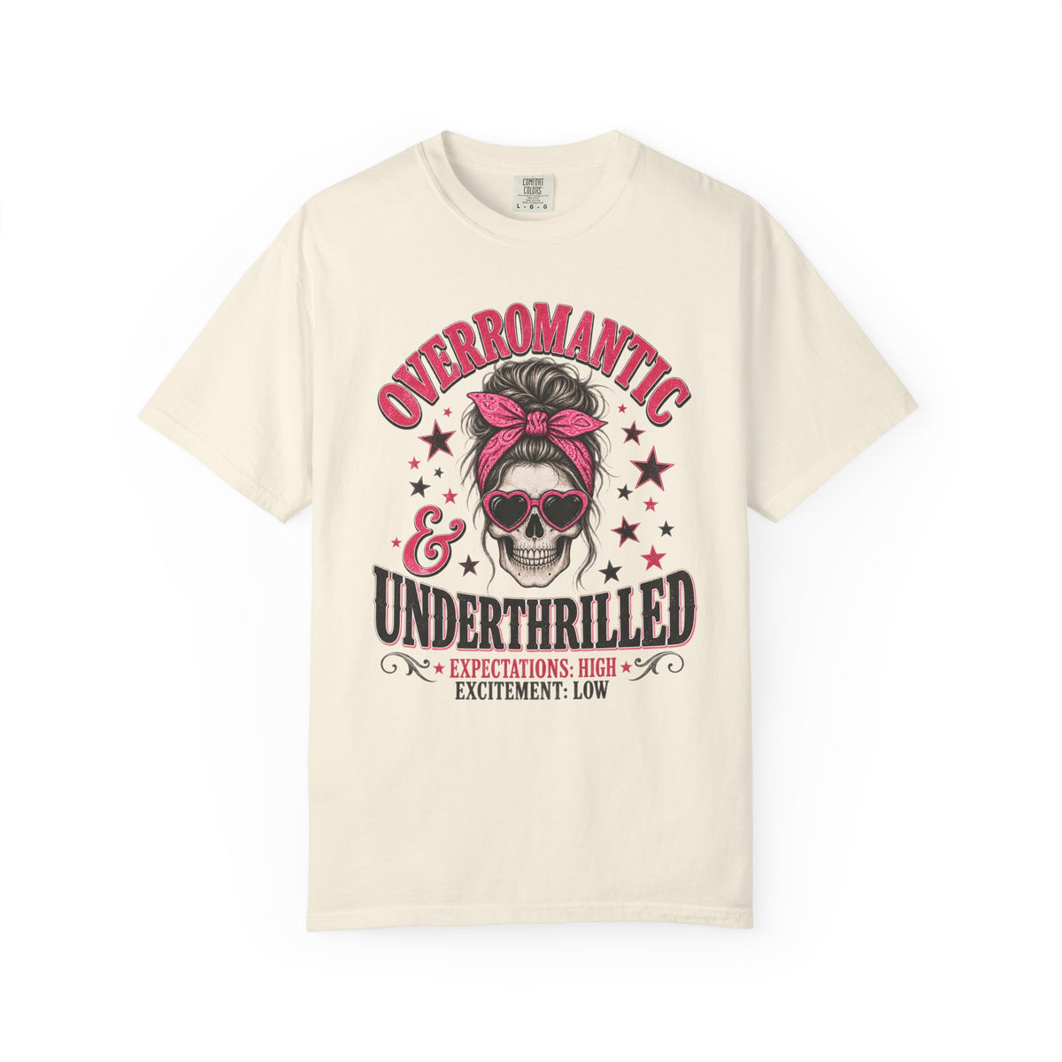 Skull Bandana T-Shirt — “Overromantic & Underthrilled” Vintage Rock Tee