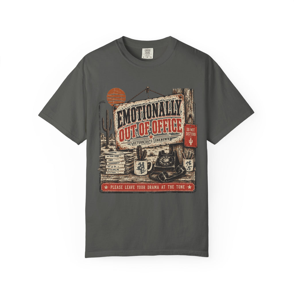 Emotionally Out of Office T-Shirt — Vintage Desert Road Trip Graphic Tee