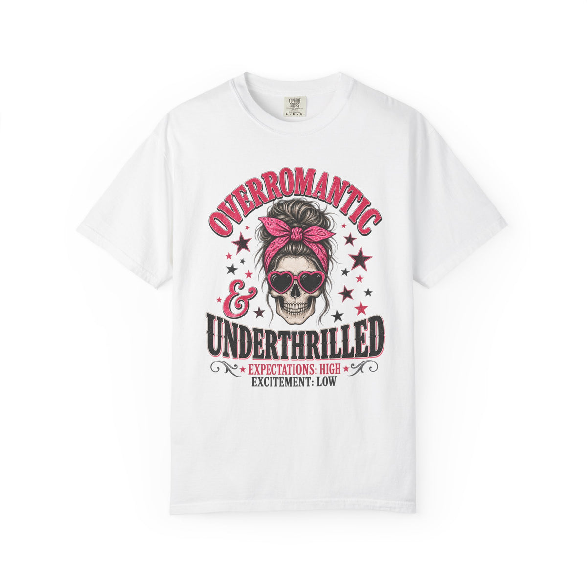 Skull Bandana T-Shirt — “Overromantic & Underthrilled” Vintage Rock Tee