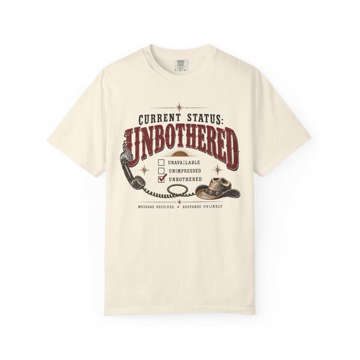 Unbothered Vintage Graphic T-Shirt — "Current Status: Unbothered" Casual Tee