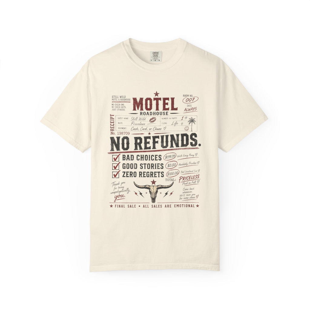 No Refunds Oversized Graphic Tee | Funny Western Shirt