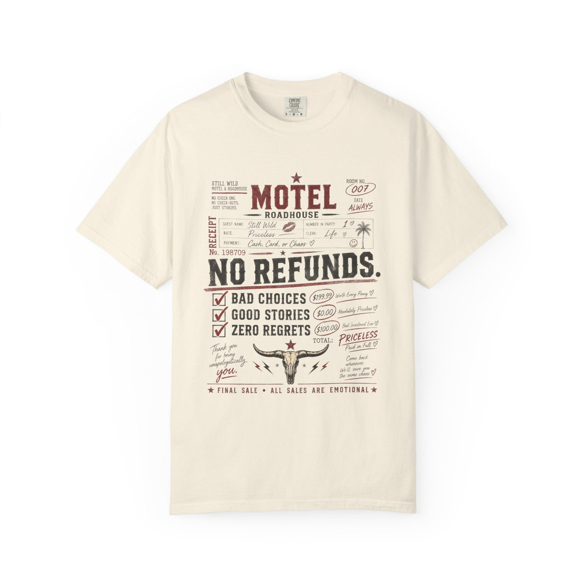 No Refunds Oversized Graphic Tee | Funny Western Shirt