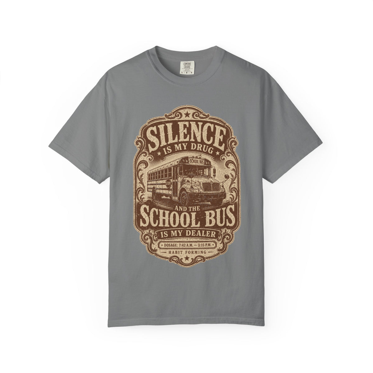 Silence Is My Drug Tee | Funny School Bus Mom Graphic Shirt