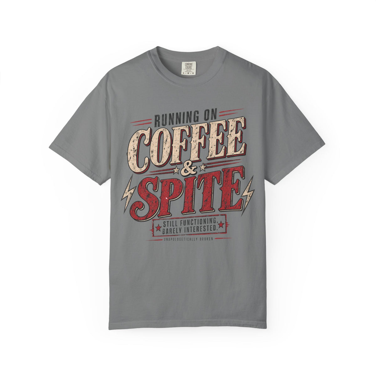 Coffee & Spite T-Shirt — "Running on Coffee & Spite" Retro Graphic Tee