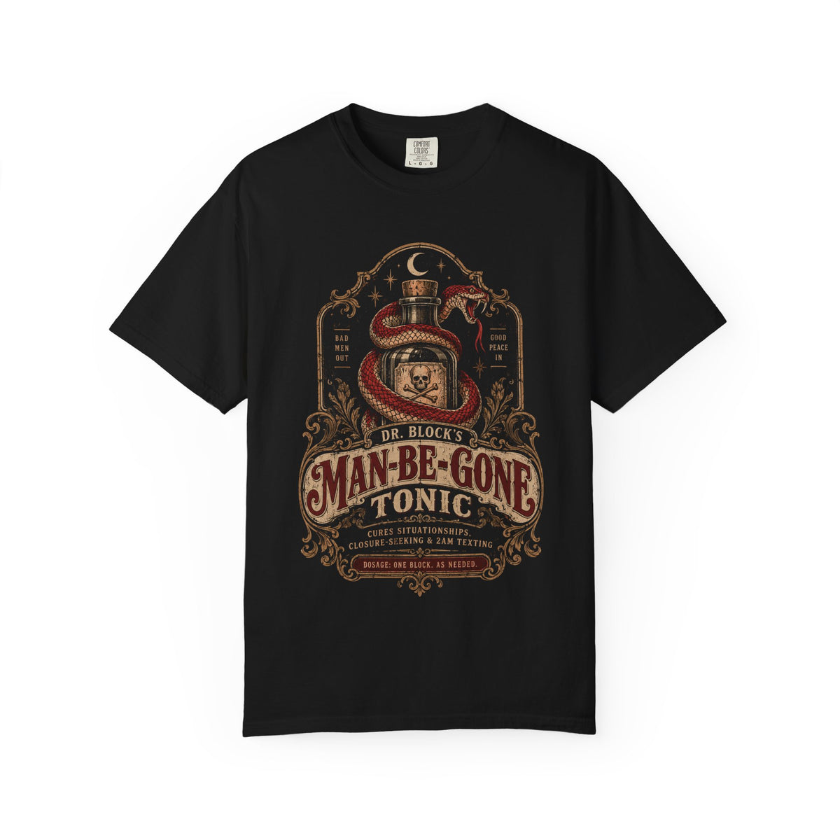 Man-Be-Gone Tonic | Vintage Apothecary Halloween Oversized Tee