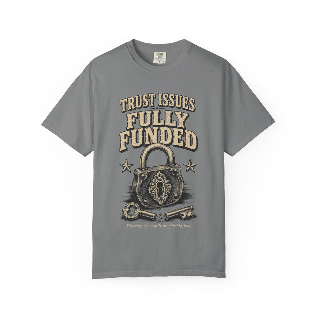 Trust Issues Fully Funded T‑Shirt — Funny Vintage Padlock Graphic Tee