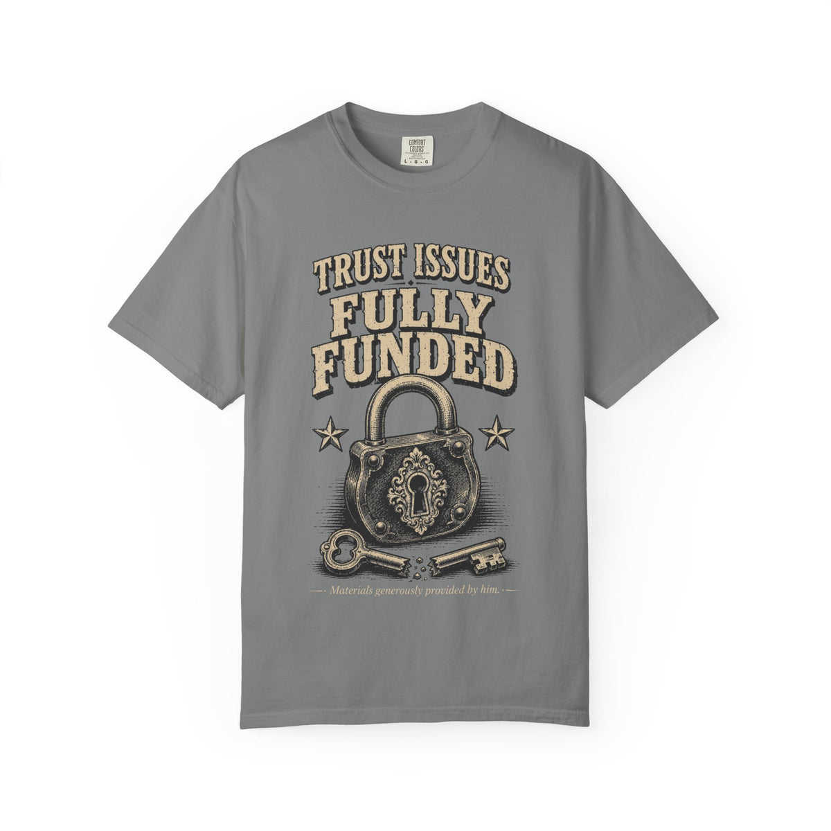 Trust Issues Fully Funded T‑Shirt — Funny Vintage Padlock Graphic Tee