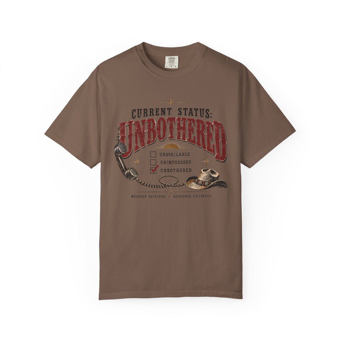 Unbothered Vintage Graphic T-Shirt — "Current Status: Unbothered" Casual Tee