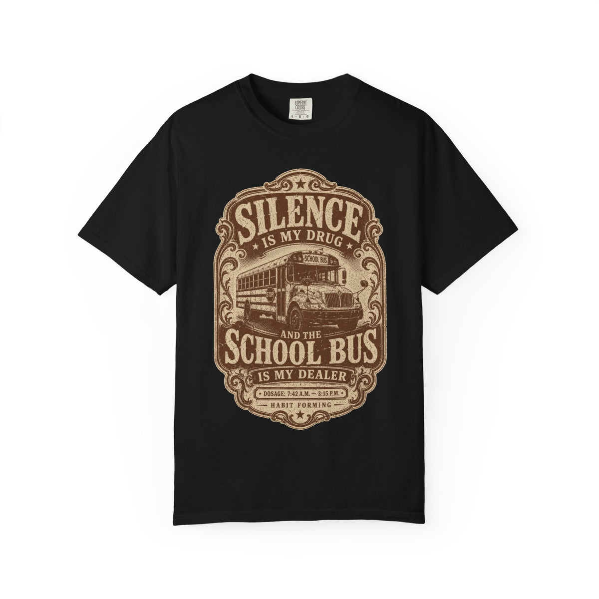 Silence Is My Drug Tee | Funny School Bus Mom Graphic Shirt