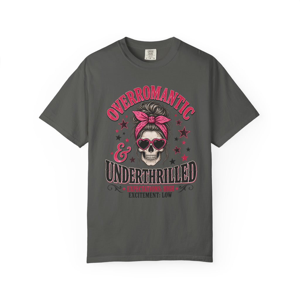 Skull Bandana T-Shirt — “Overromantic & Underthrilled” Vintage Rock Tee