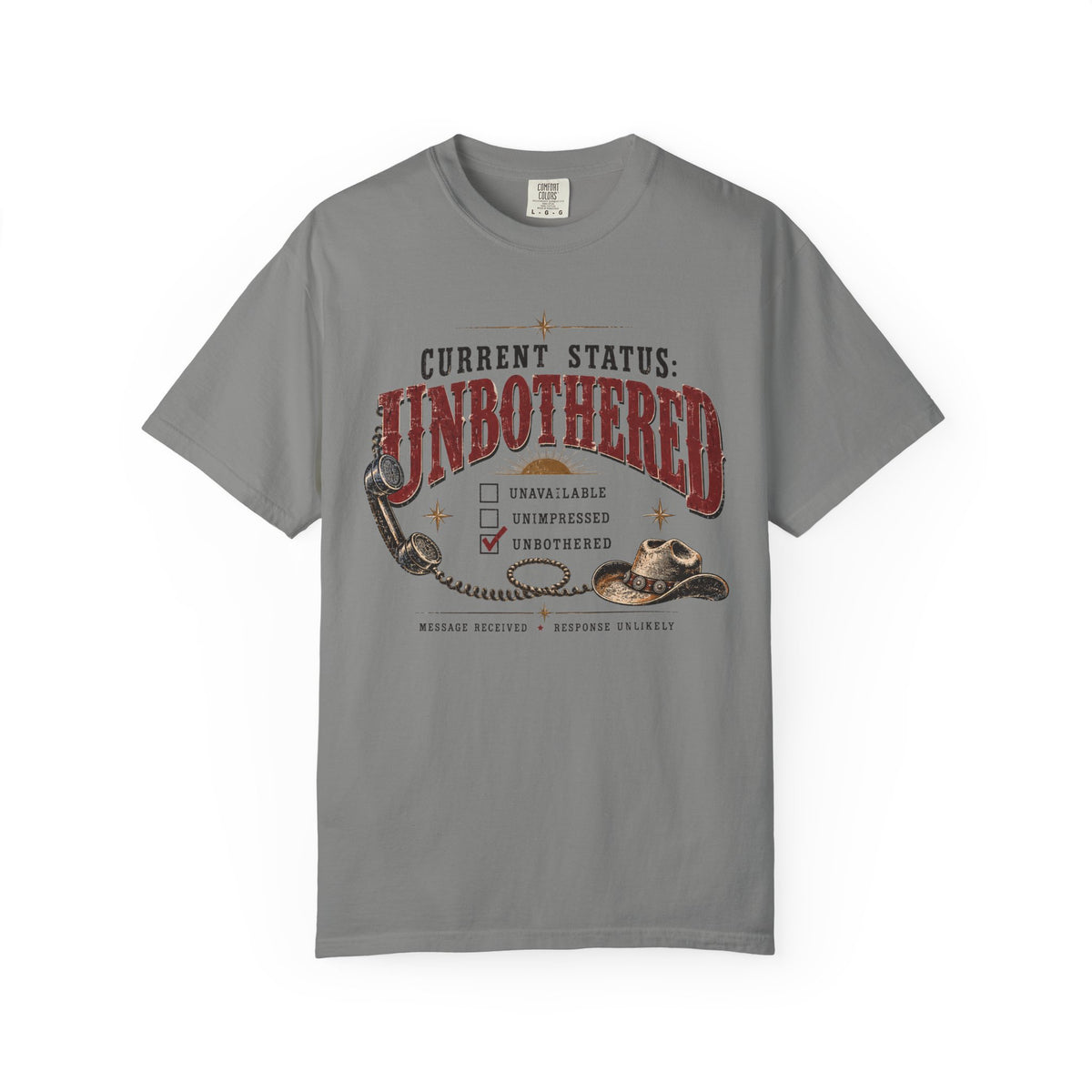 Unbothered Vintage Graphic T-Shirt — "Current Status: Unbothered" Casual Tee