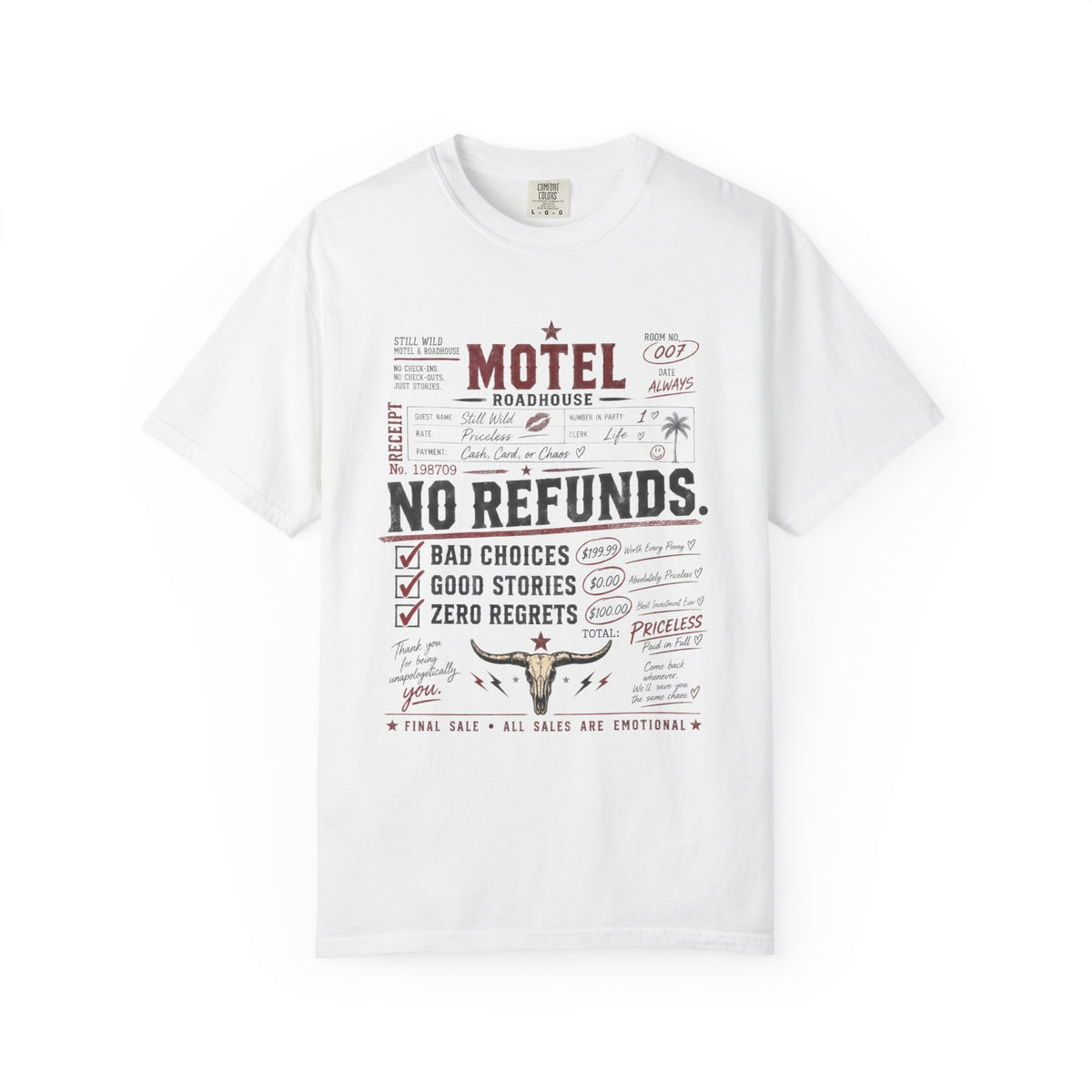 No Refunds Oversized Graphic Tee | Funny Western Shirt