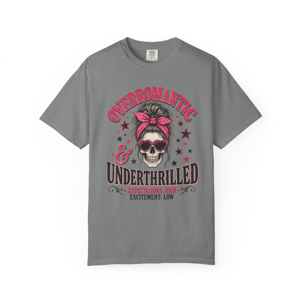 Skull Bandana T-Shirt — “Overromantic & Underthrilled” Vintage Rock Tee