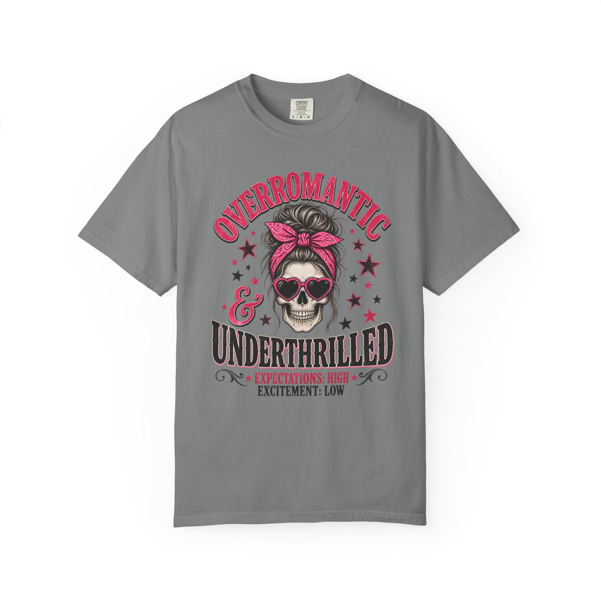 Skull Bandana T-Shirt — “Overromantic & Underthrilled” Vintage Rock Tee