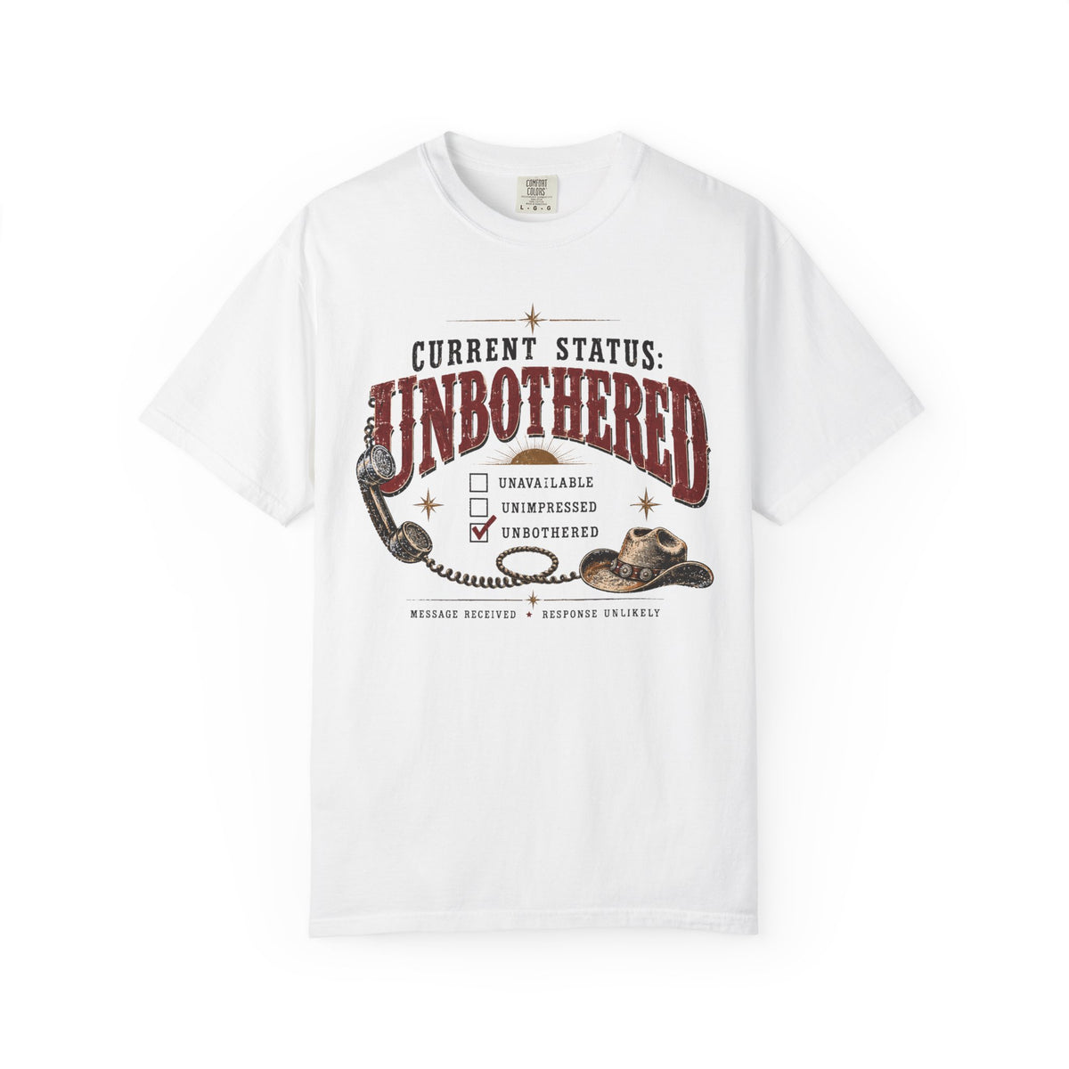 Unbothered Vintage Graphic T-Shirt — "Current Status: Unbothered" Casual Tee