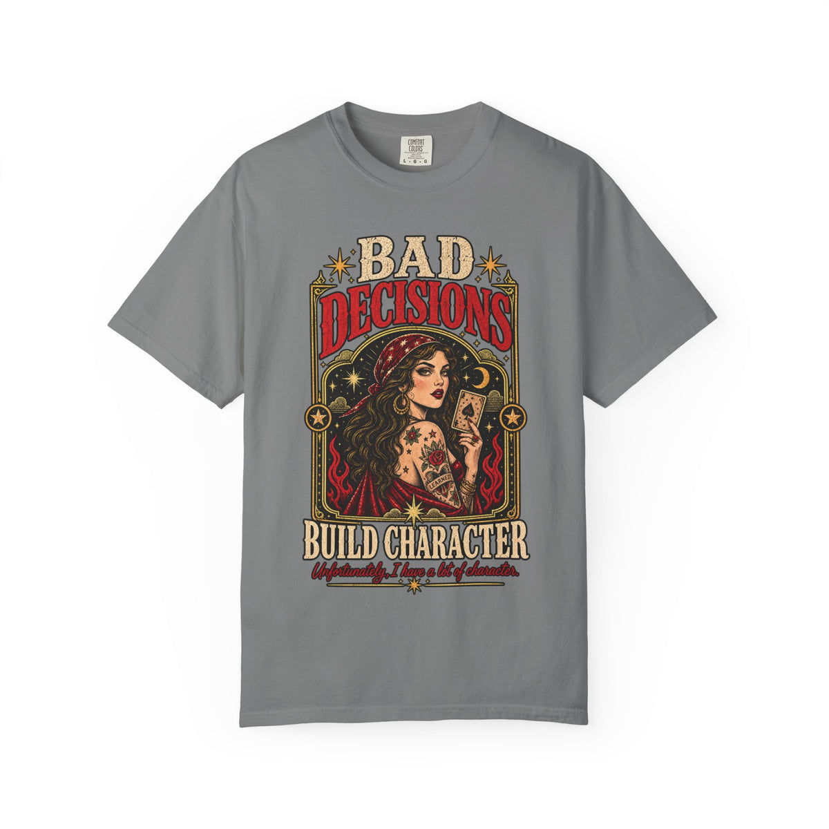Bad Decisions. Build Character. Vintage Graphic Tee
