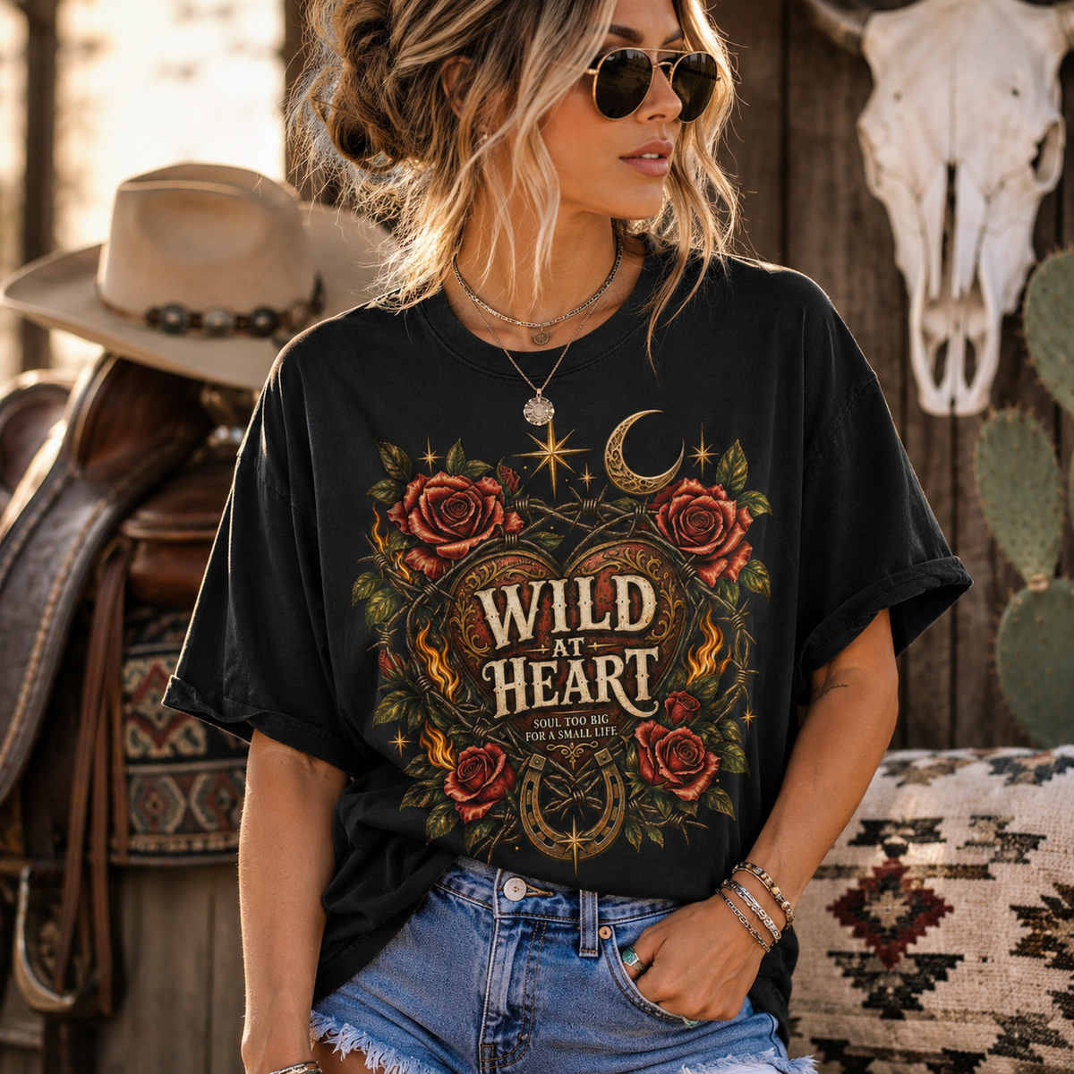 Wild at Heart Oversized Graphic Tee | Western Shirt