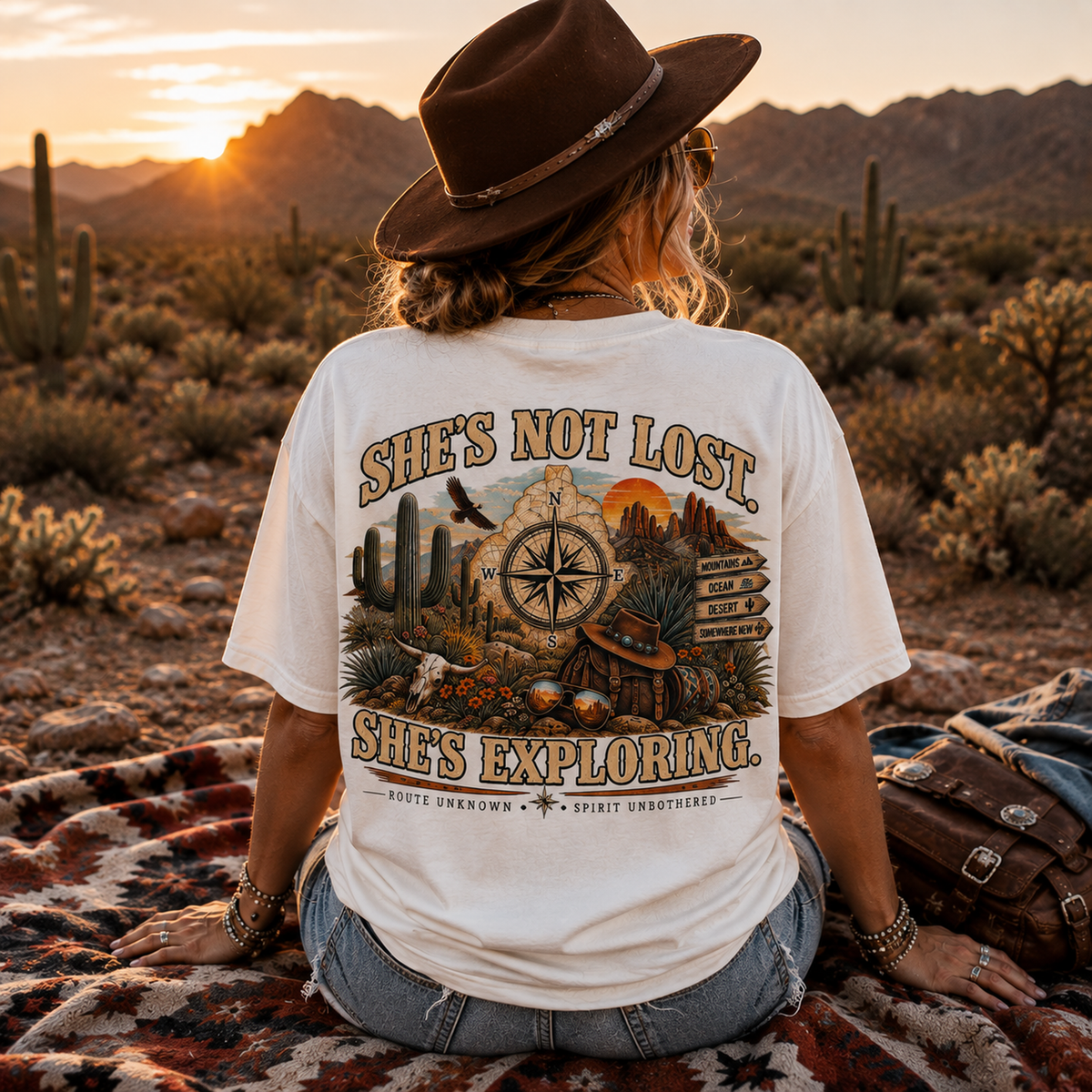 She's Not Lost Oversized Graphic Tee | Inspirational Western Adventure Shirt