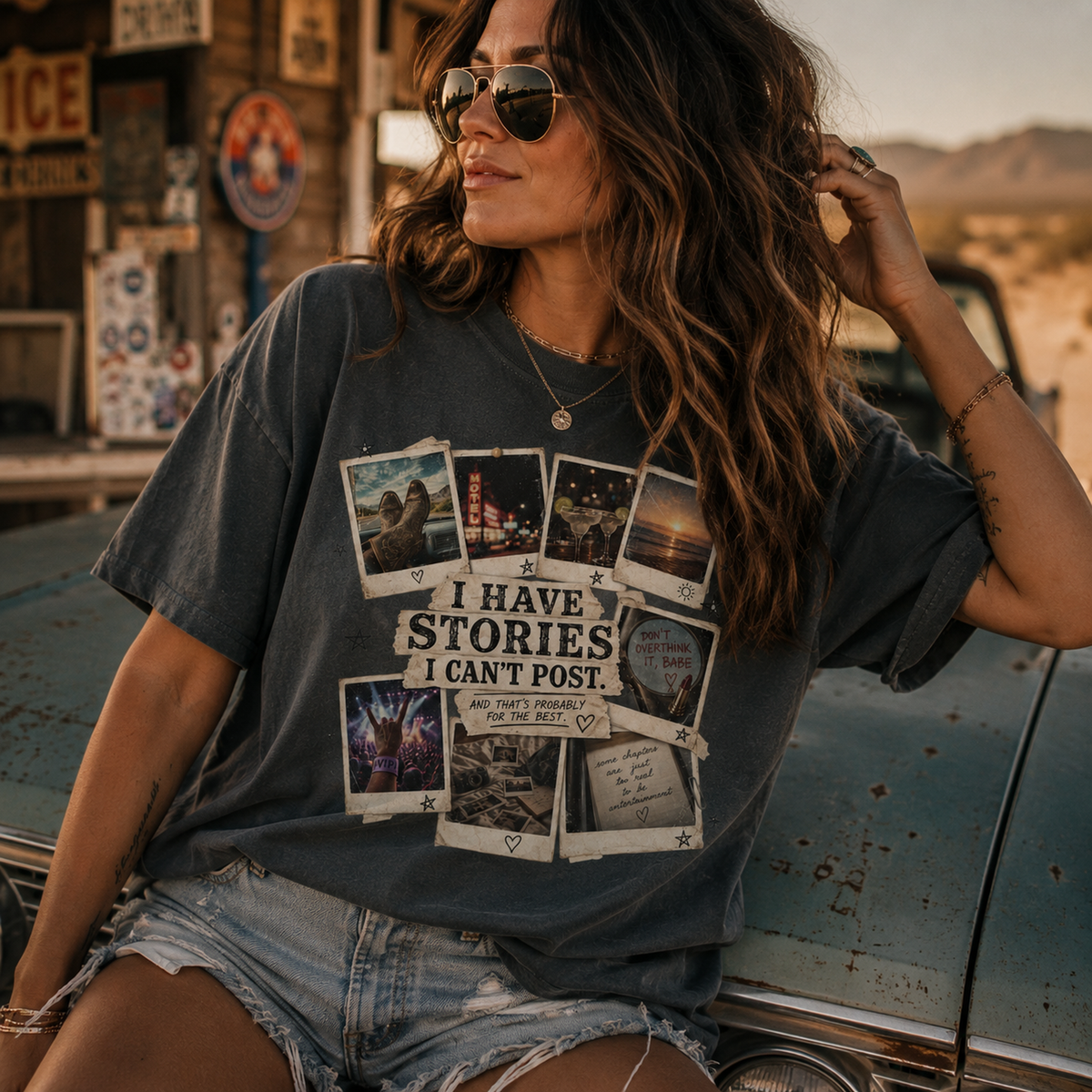 T-Shirt — "I Have Stories I Can’t Post" Vintage Polaroid Photo Tee