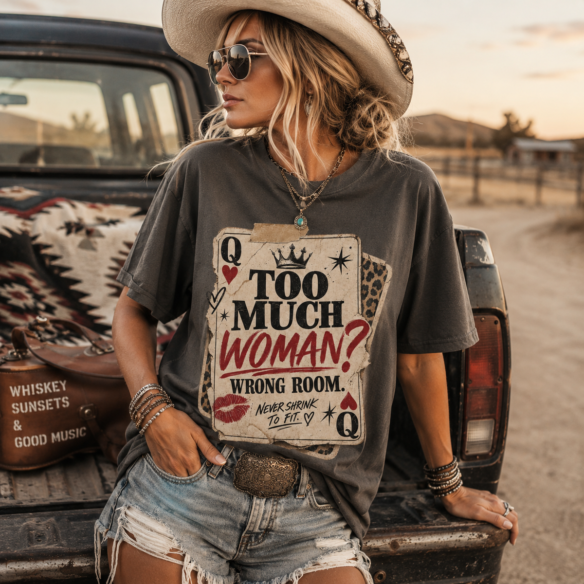 Too Much Woman? Graphic T-Shirt — Vintage Playing Card Design