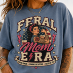 Feral Mom Era T-Shirt — Retro Rosie Riveter Motherhood Tee