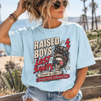 Raised Boys Lost Sanity Graphic T-Shirt — Mom Patriotic Messy Bun Tee