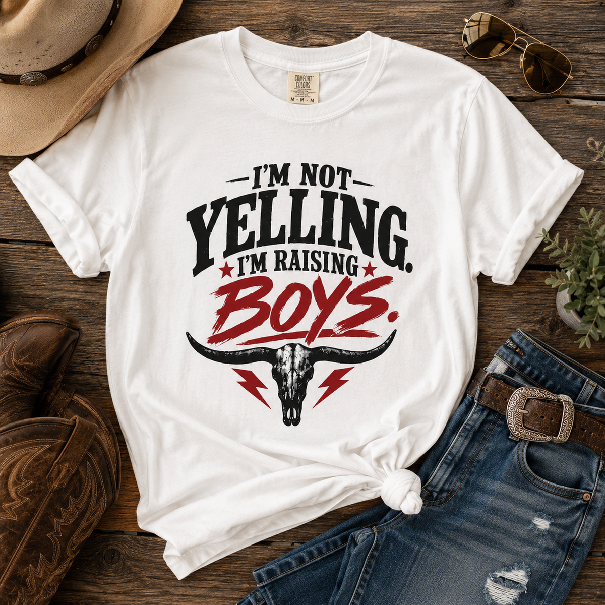 I'm Not Yelling I'm Raising Boys T-Shirt