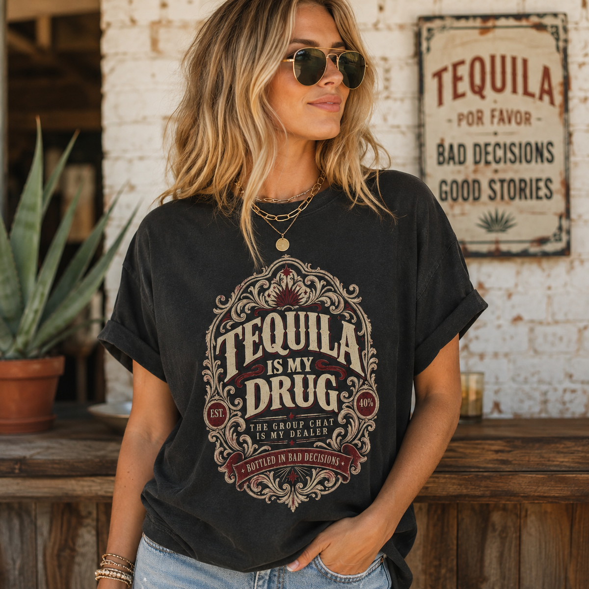 Tequila Is My Drug T-Shirt — Vintage Bar & Party Tee
