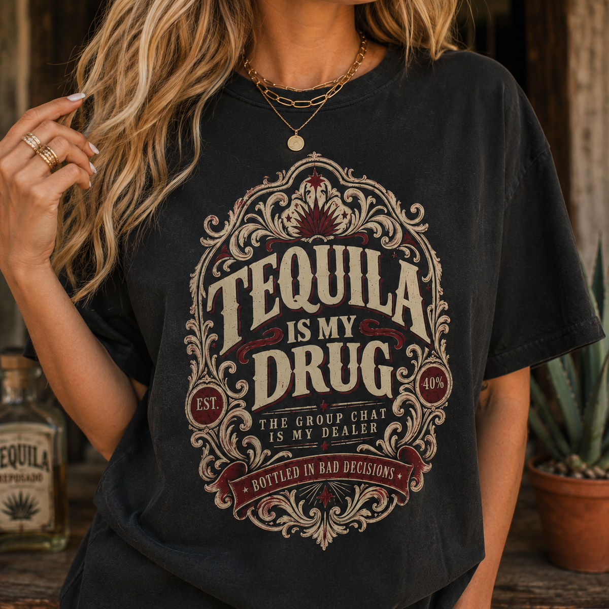 Tequila Is My Drug T-Shirt — Vintage Bar & Party Tee