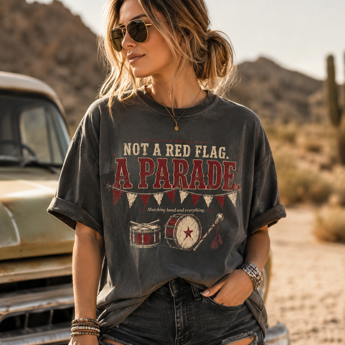 Not A Red Flag. A Parade. — Oversized Vintage Tee