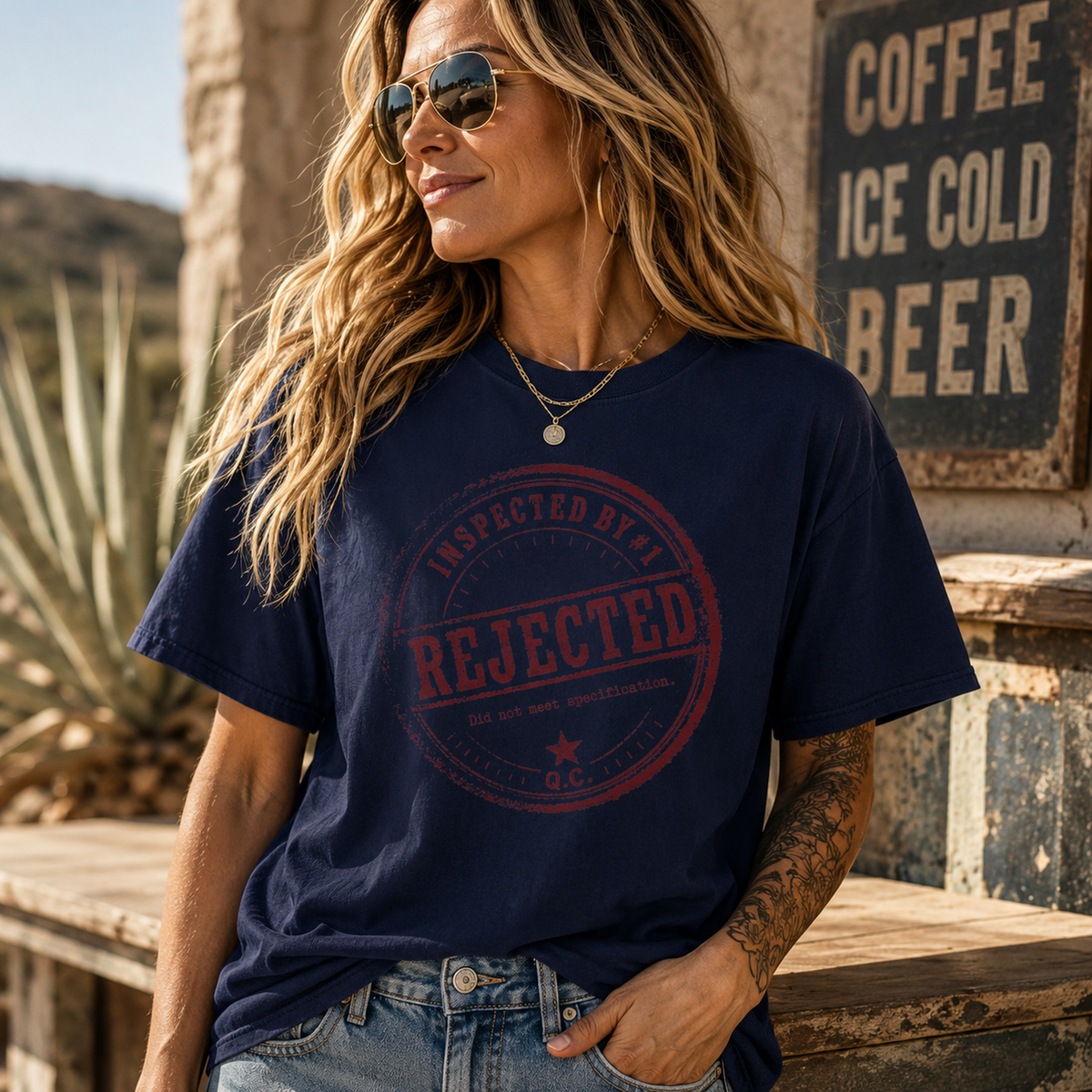 Rejected Stamp T-Shirt — Distressed ‘Inspected By: Rejected’ Graphic Tee