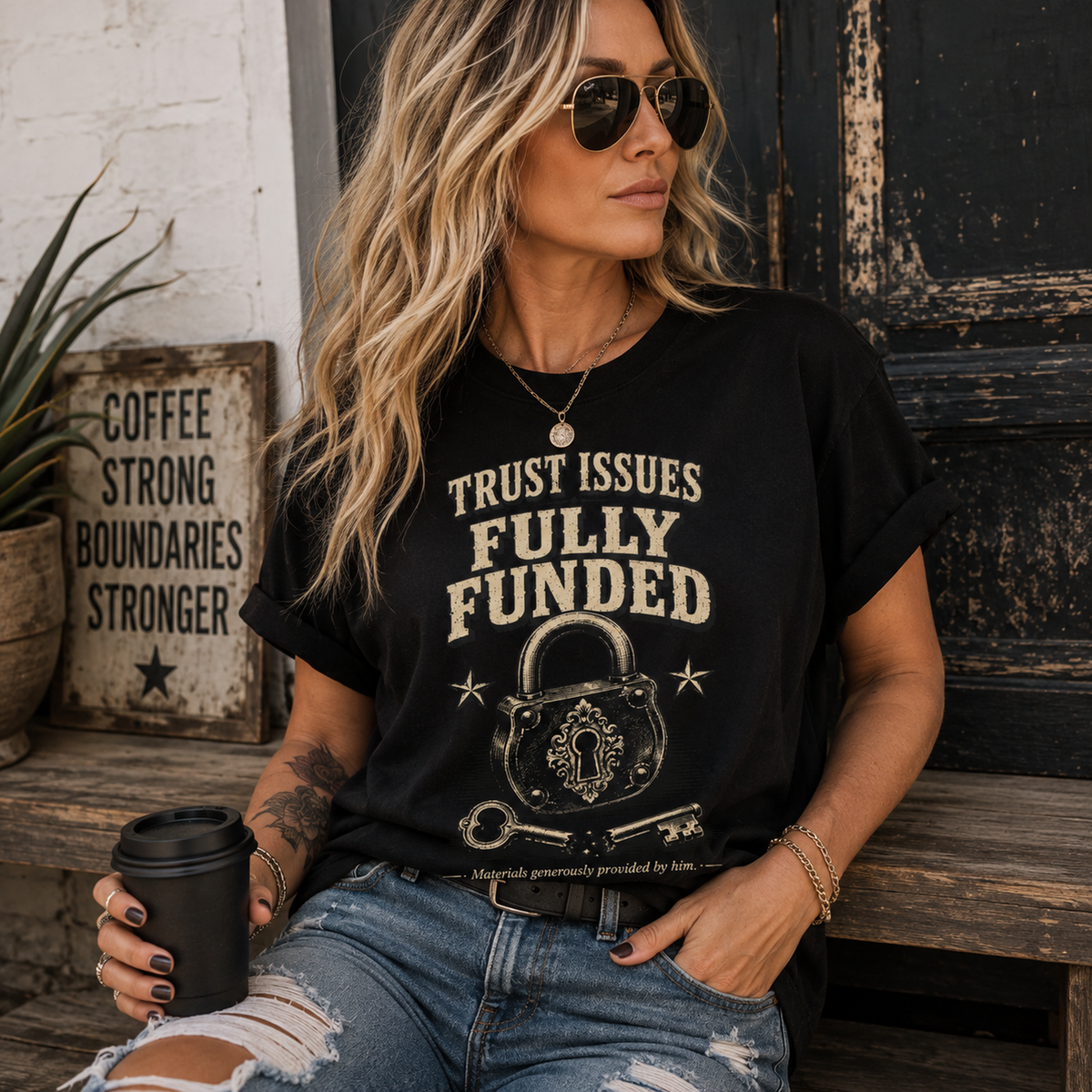 Trust Issues Fully Funded T‑Shirt — Funny Vintage Padlock Graphic Tee