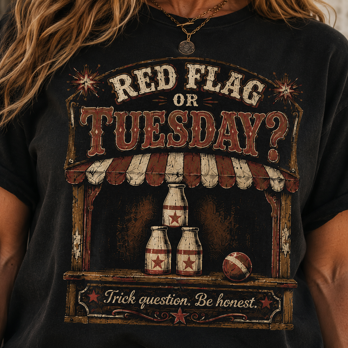 Red Flag or Tuesday? Graphic T-Shirt – Funny Bar Vintage Design