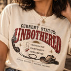 Unbothered Vintage Graphic T-Shirt — "Current Status: Unbothered" Casual Tee