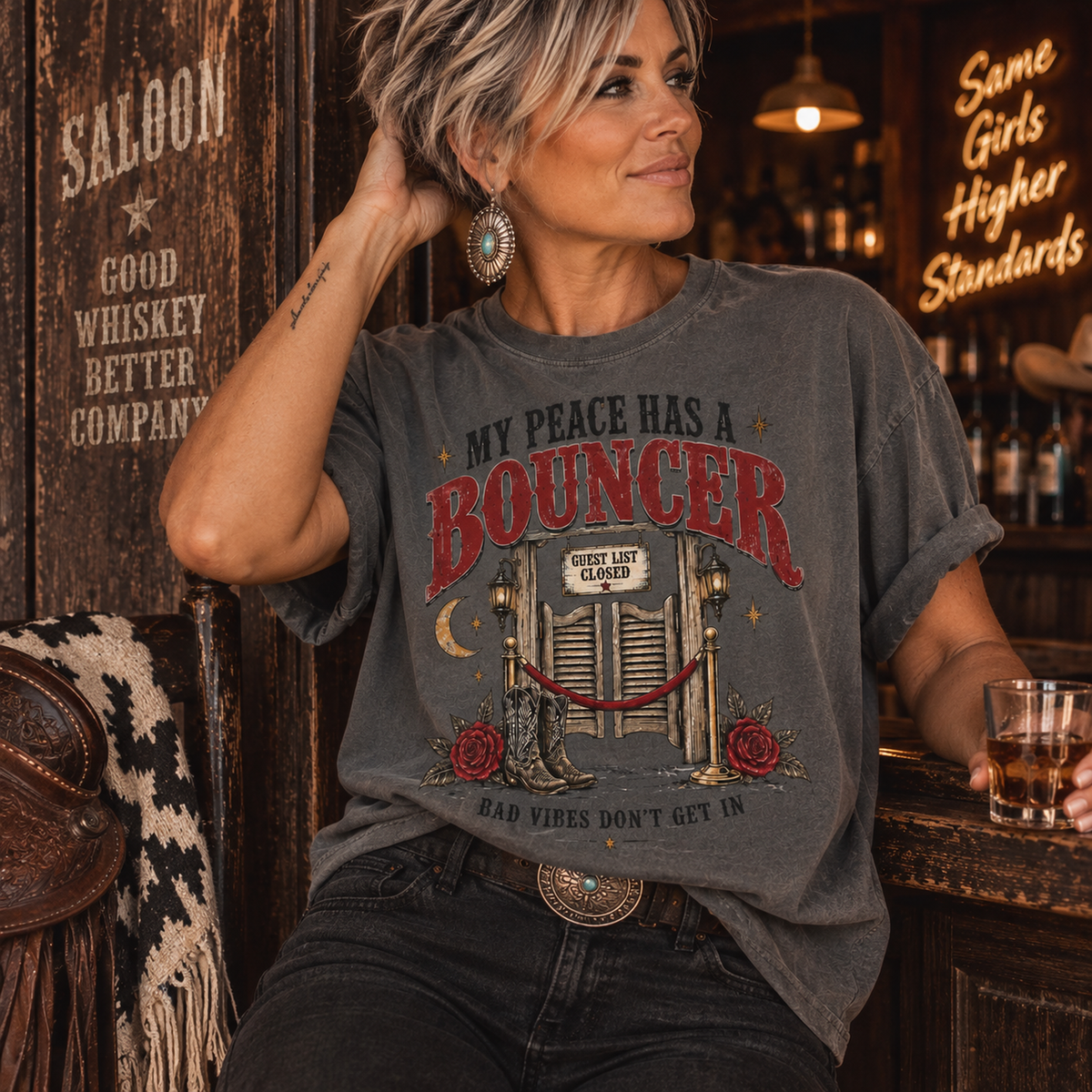 My Peace Has a Bouncer T-Shirt — Bad Vibes Don’t Get In Graphic Tee