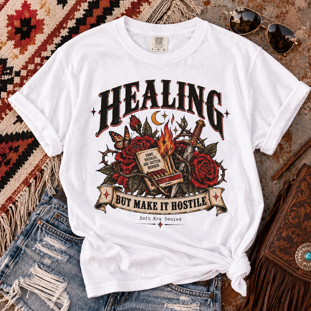 Healing, But Make It Hostile – Vintage Tattoo Flash Tee