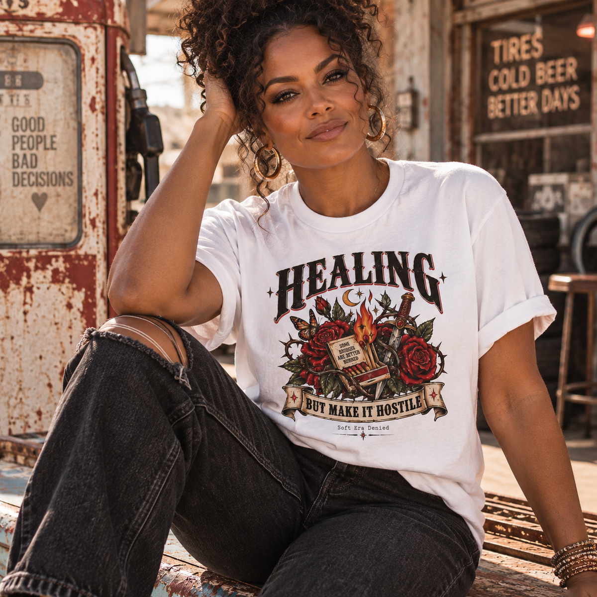 Healing, But Make It Hostile – Vintage Tattoo Flash Tee