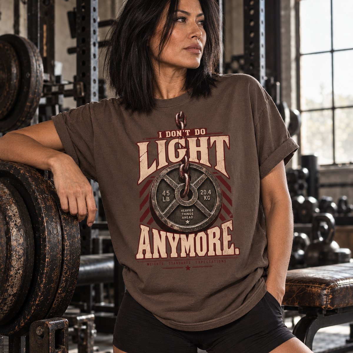 I Don't Do Light Anymore | Vintage Women's Oversized Strength Training Tee