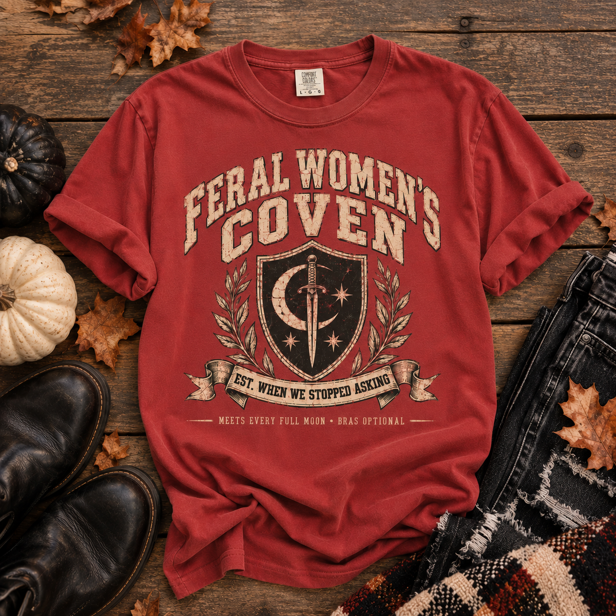 Feral Women's Coven T-Shirt — Vintage Witchy Graphic Tee