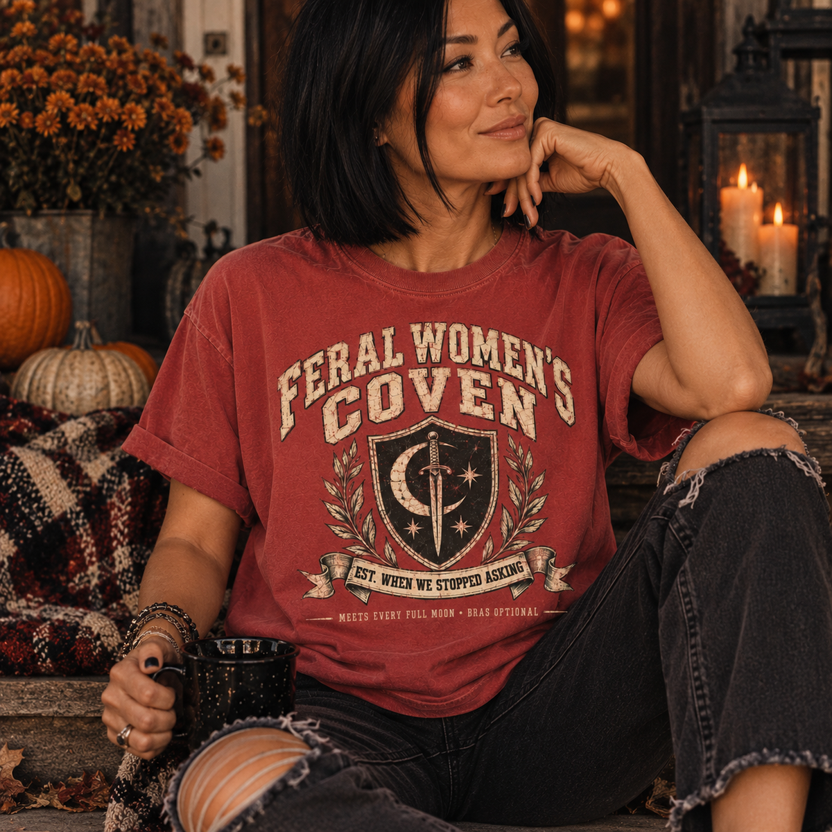Feral Women's Coven T-Shirt — Vintage Witchy Graphic Tee