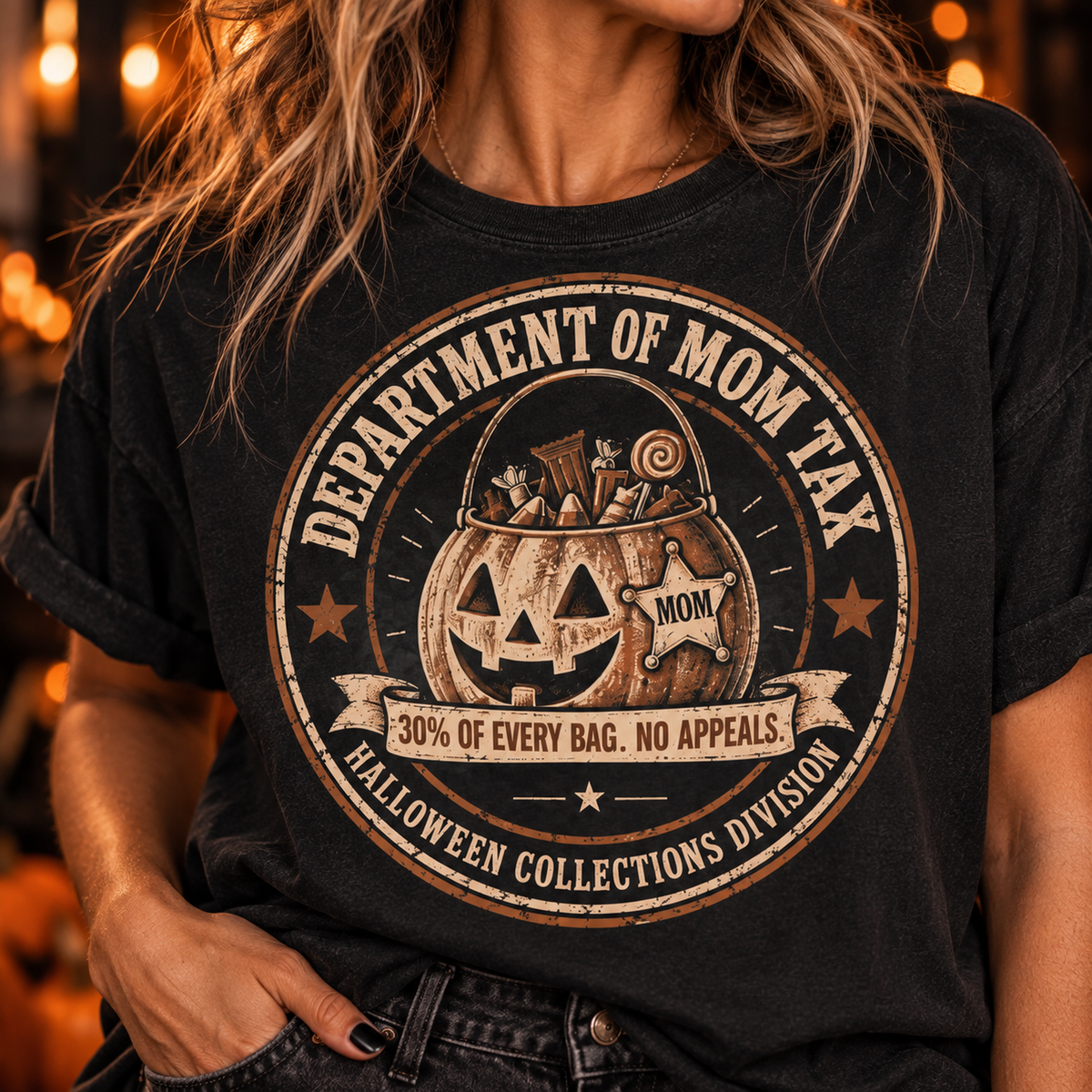 Department of Mom Tax | Funny Vintage Halloween Mom Oversized Tee