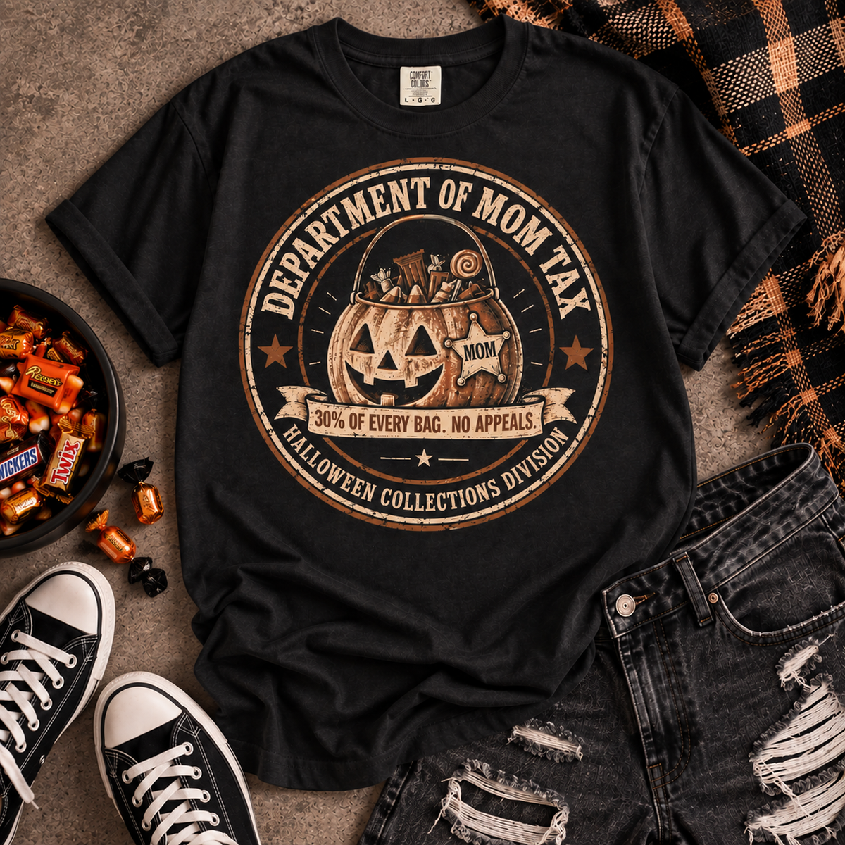 Department of Mom Tax | Funny Vintage Halloween Mom Oversized Tee