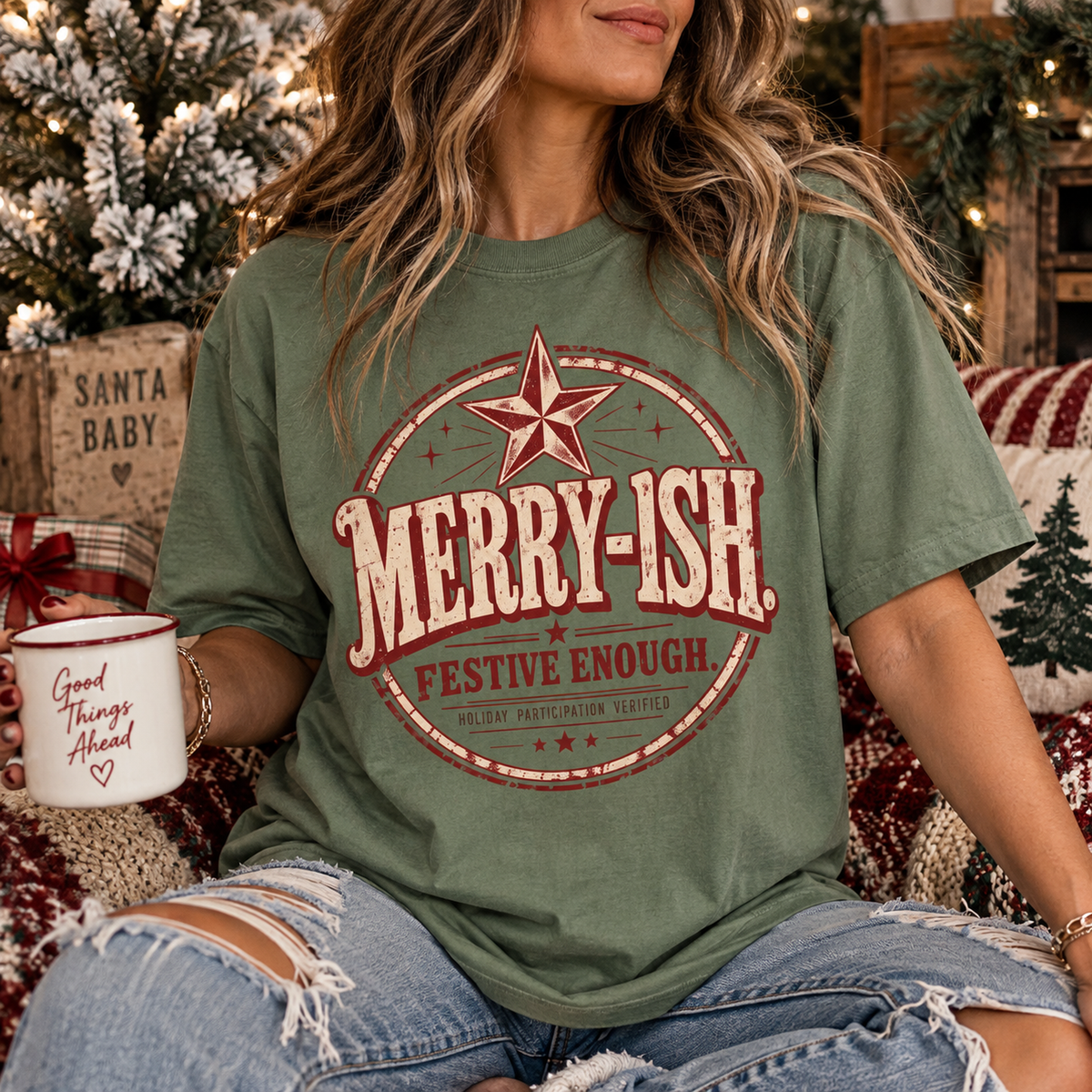Merry-ish. | Vintage Christmas Oversized Tee