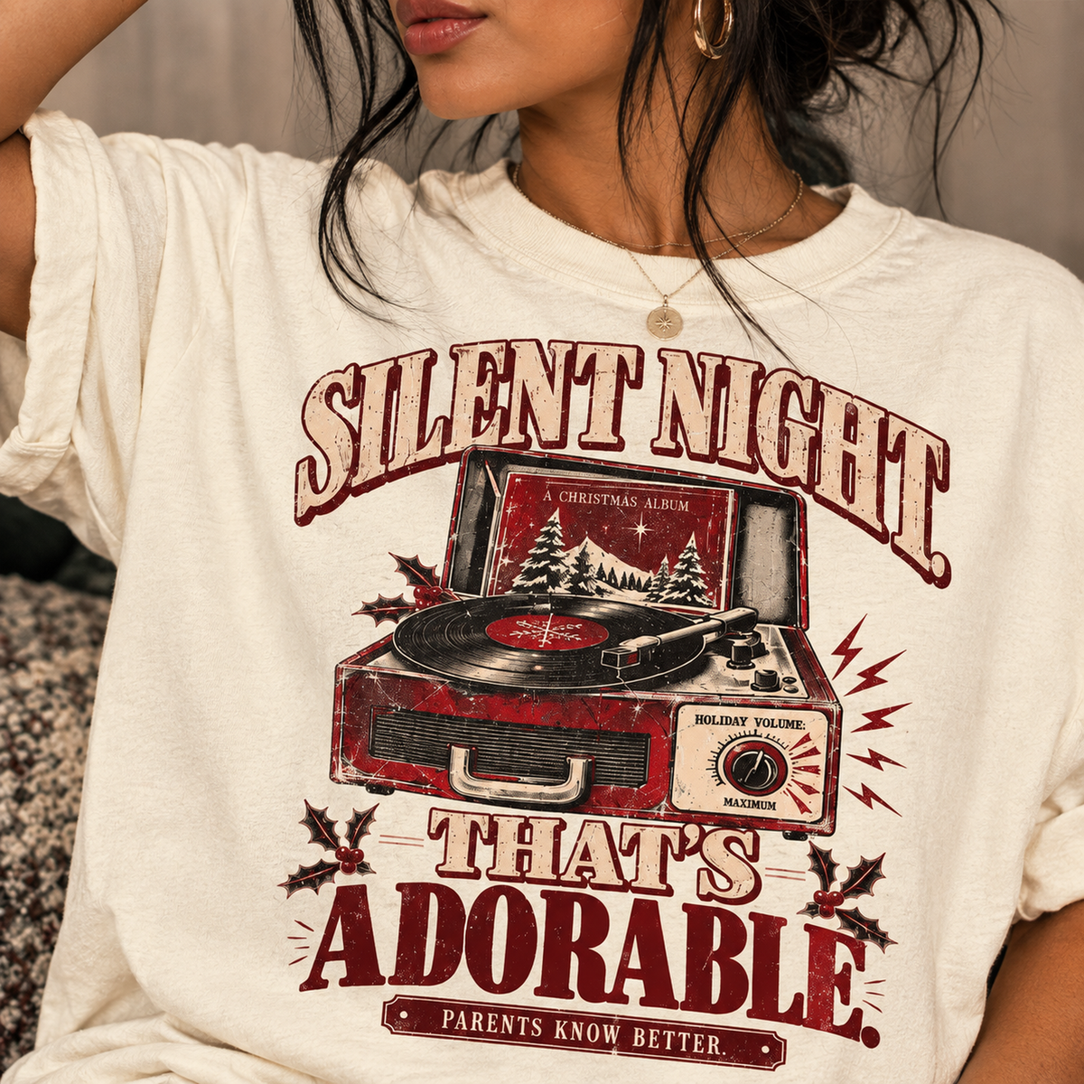 Silent Night. That’s Adorable. | Funny Vintage Christmas Mom Tee