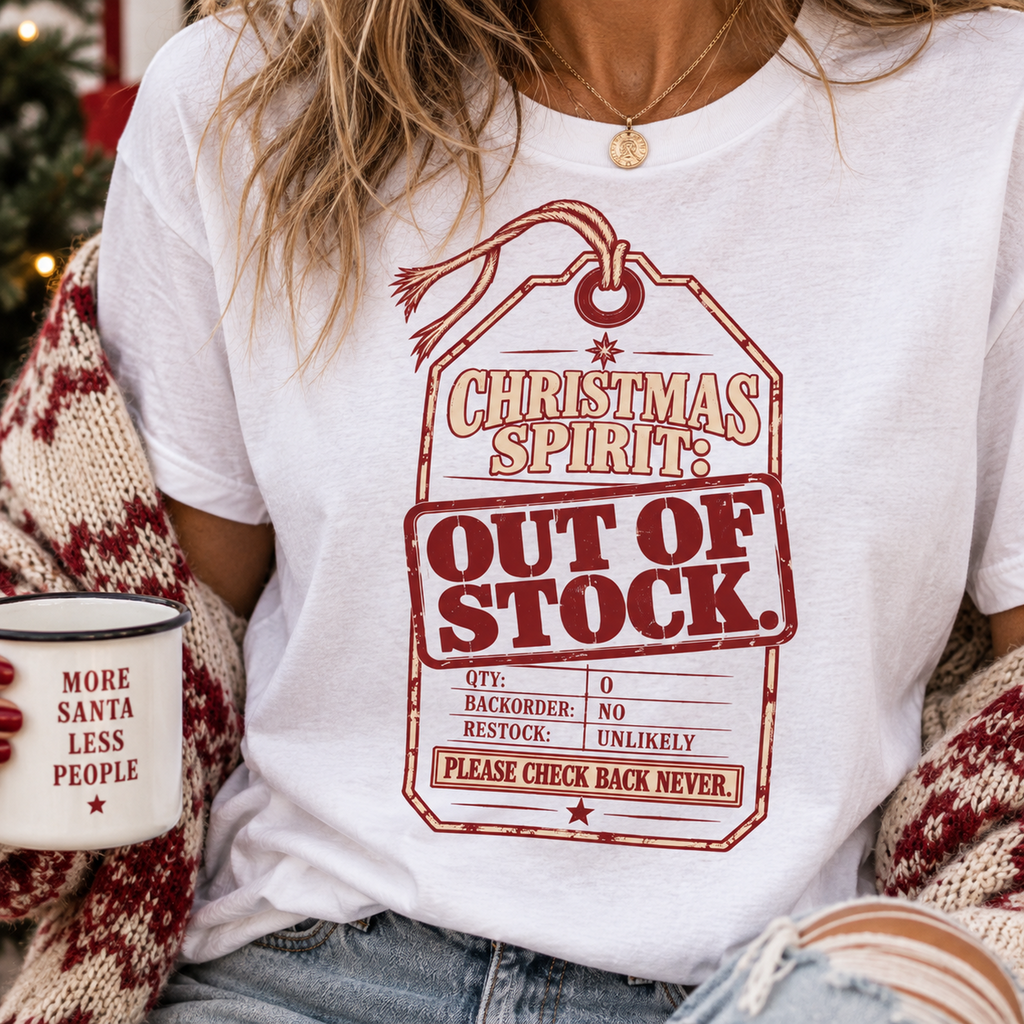 Christmas Spirit: Out of Stock | Vintage Christmas Oversized Tee