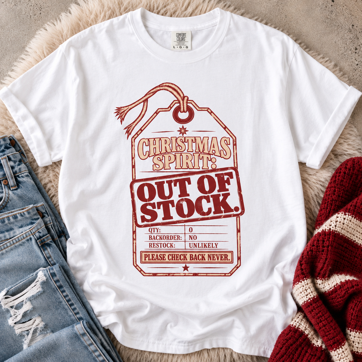 Christmas Spirit: Out of Stock | Vintage Christmas Oversized Tee