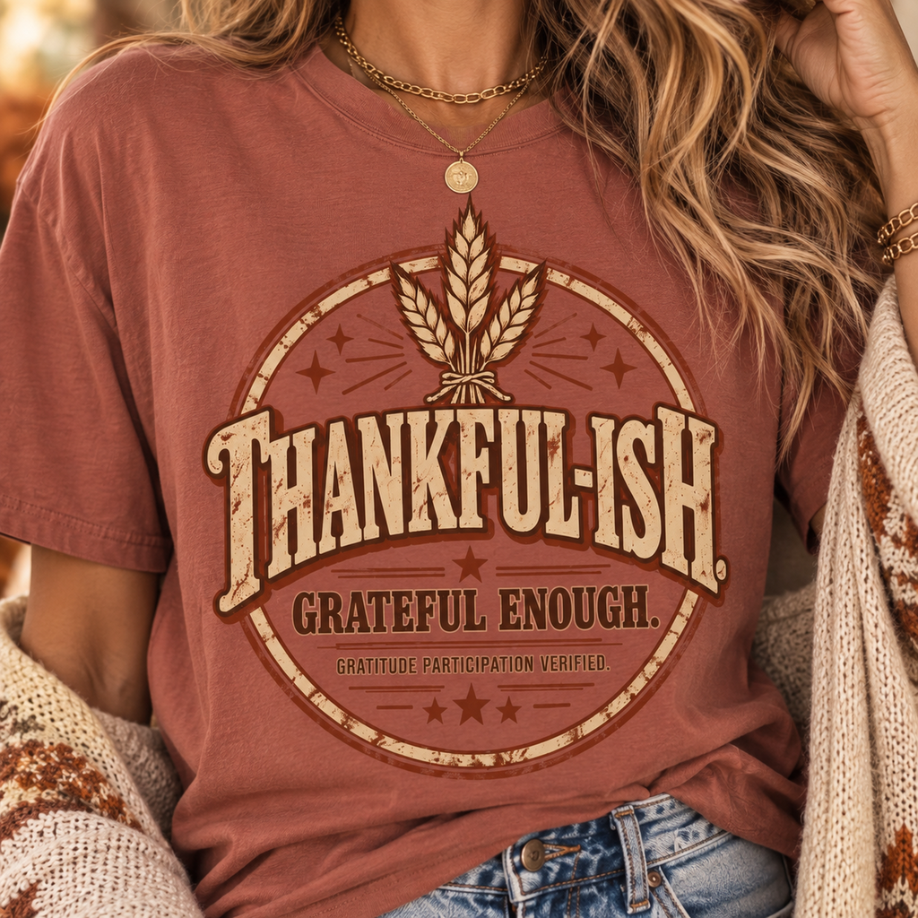 Thankful-ish. Grateful Enough. | Vintage Thanksgiving Oversized Tee